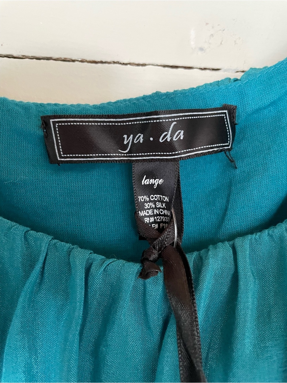 NWT Ya-Da Teal Cotton/Silk Tiered Ruffle Women's sleeveless Top, Size Large - Picture 4 of 7